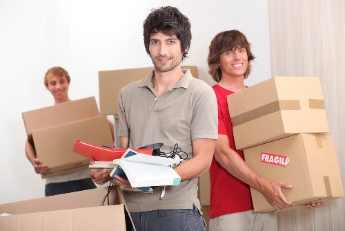 Packed student boxes prepared for removals in Tooting